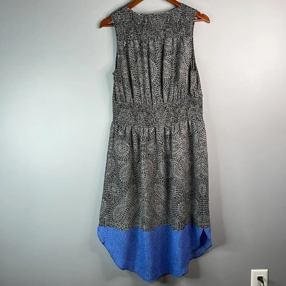 GAP Paisley Floral Print Midi Dress Navy Blue Smock Sleeveless Color Block M - Picture 5 of 9